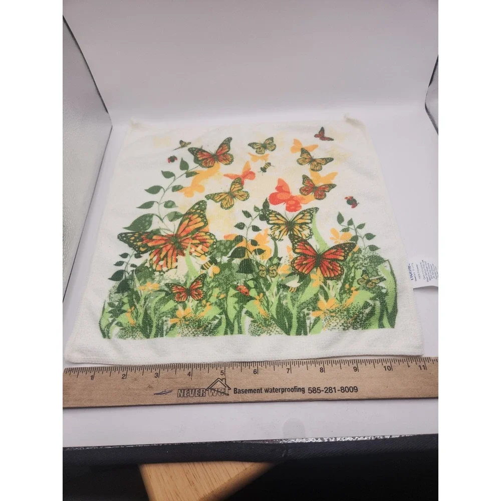 Vintage looking WashCloths - 2 - Butterflies Bathroom Decor